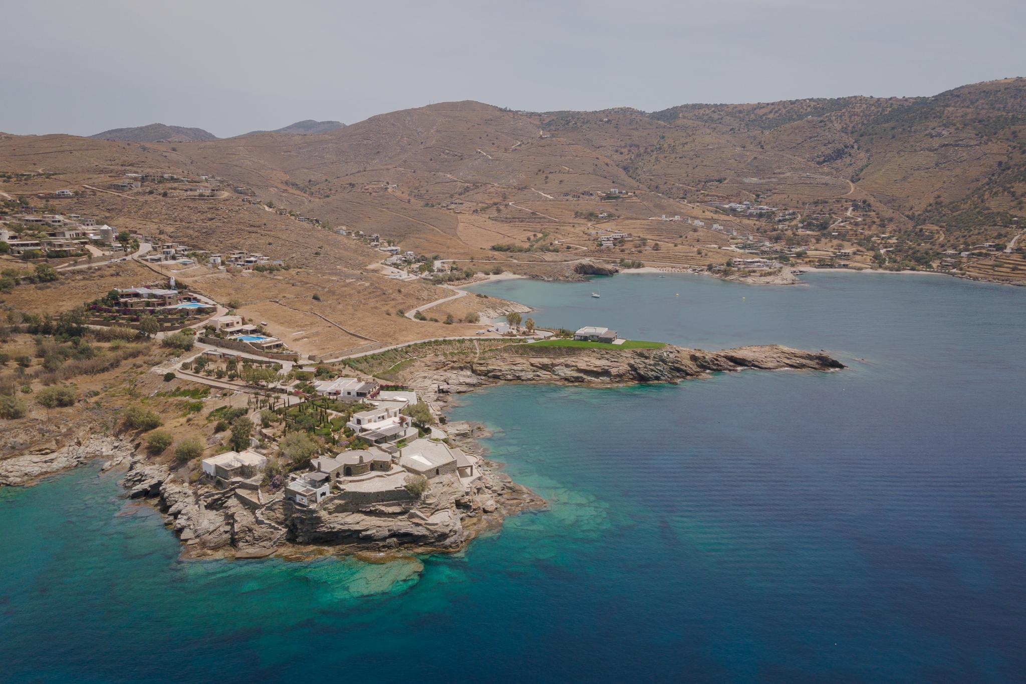 "Aerial view of Kea Blue Heaven beachfront property with panoramic sea views