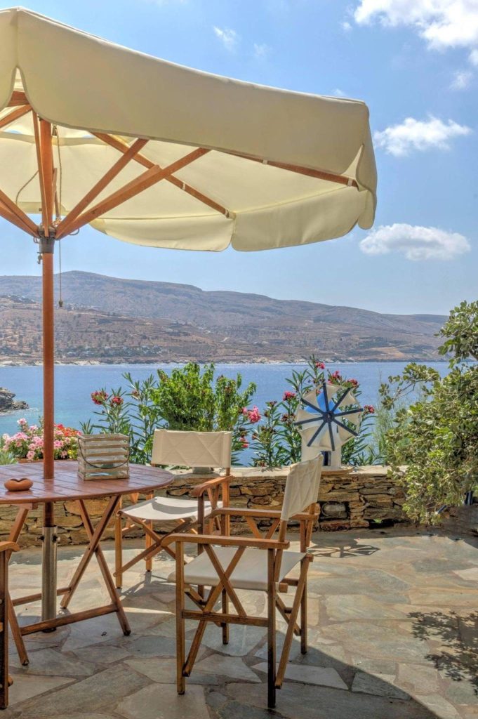 Expansive balcony with stunning views of the Aegean Sea at Kea Blue Heaven