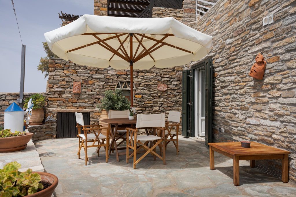 Expansive balcony with stunning views of the Aegean Sea at Kea Blue Heaven