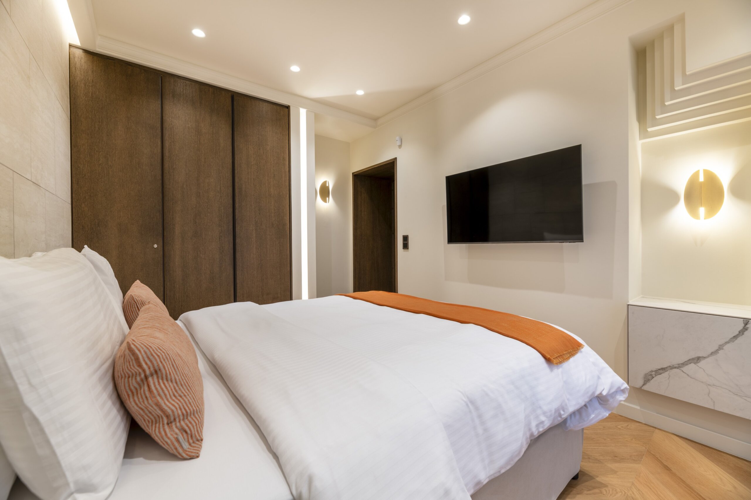 Bedroom with queen size bed at Acropolis Luxury Penthouse in Koukaki, Athens