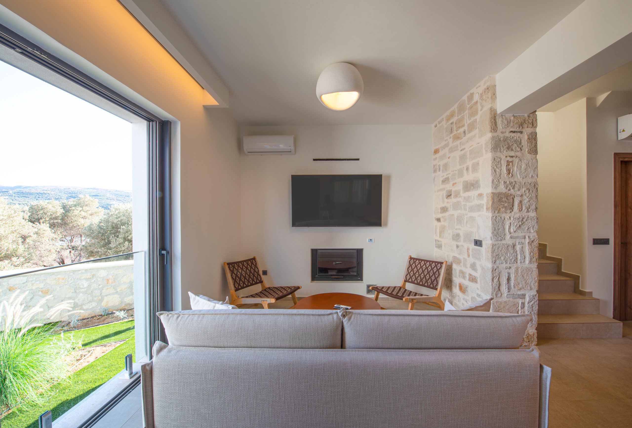 Black Olive Villa One living, dining and kitchen area in Pigi, Rethymno, Crete