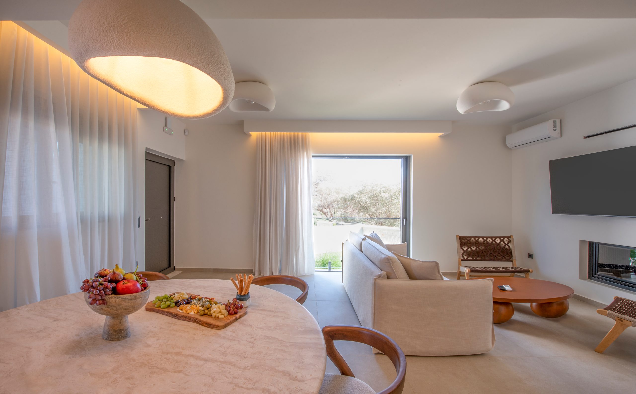 Black Olive Villa One living, dining and kitchen area in Pigi, Rethymno, Crete