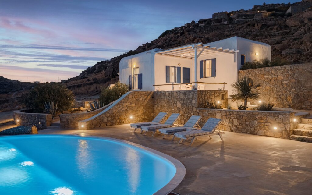 Venus View Villa with Private Pool & Sea View outdoor areas and views in Ano Mera, Mykonos