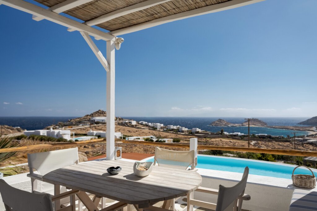 Venus View Villa with Private Pool & Sea View outdoor areas and views in Ano Mera, Mykonos
