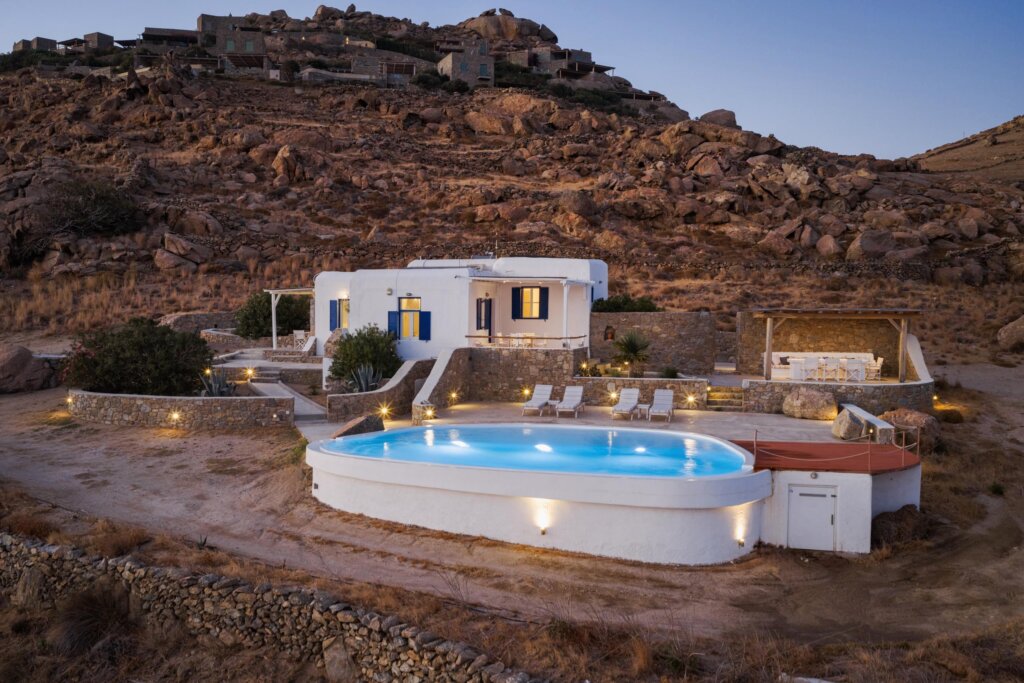 Venus View Villa with Private Pool & Sea View outdoor areas and views in Ano Mera, Mykonos