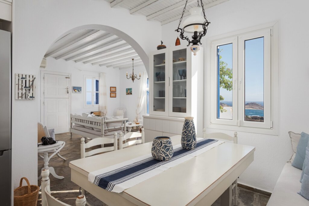 Venus View Villa with Private Pool & Sea View kitchen and dining in Ano Mera, Mykonos