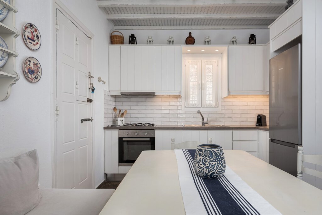 Venus View Villa with Private Pool & Sea View kitchen and dining in Ano Mera, Mykonos