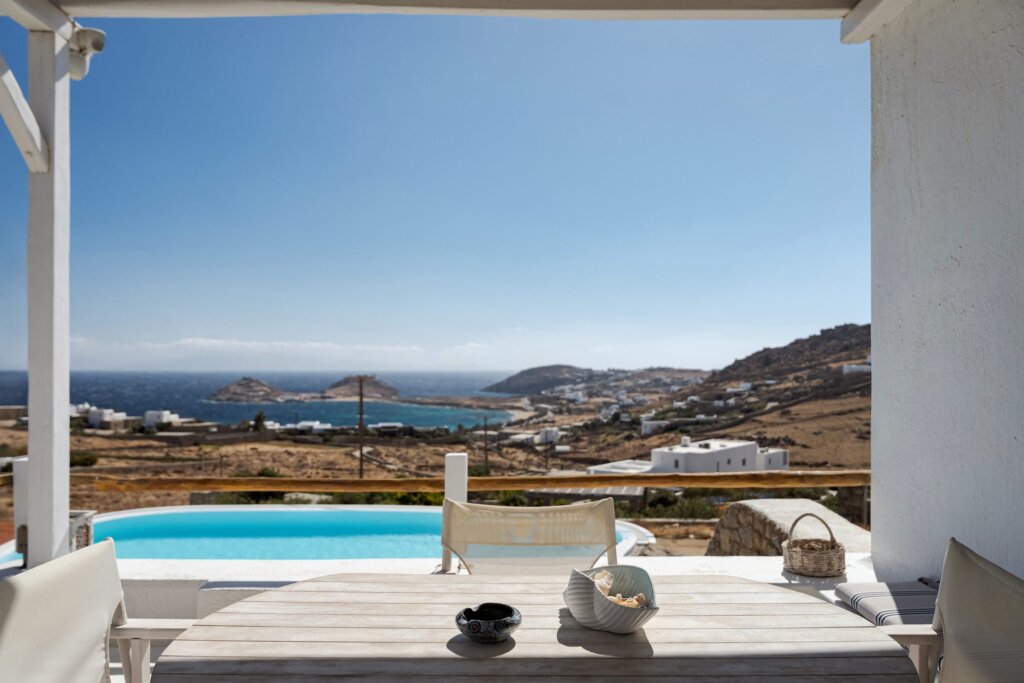 Venus View Villa with Private Pool & Sea View outdoor areas and views in Ano Mera, Mykonos