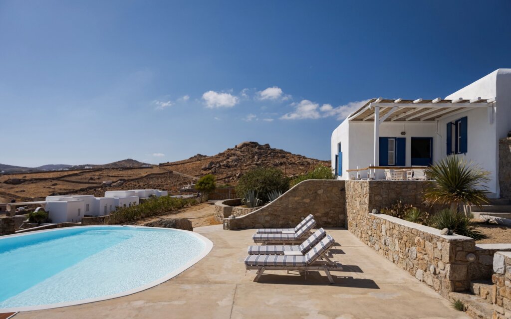 Venus View Villa with Private Pool & Sea View outdoor areas and views in Ano Mera, Mykonos