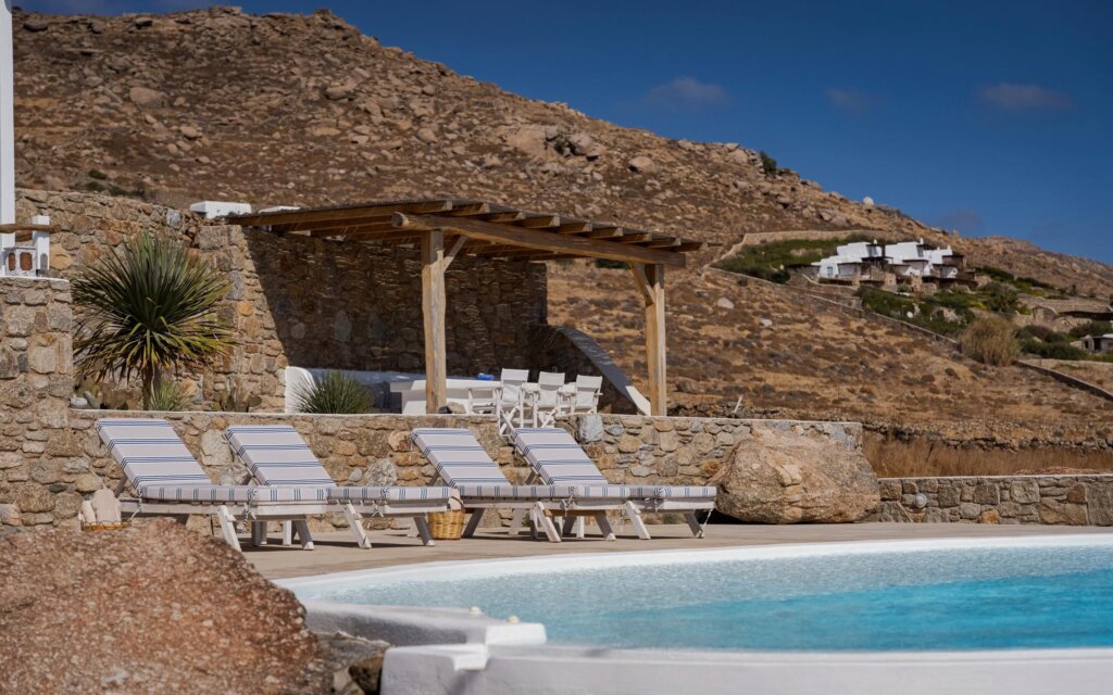 Venus View Villa with Private Pool & Sea View outdoor areas and views in Ano Mera, Mykonos
