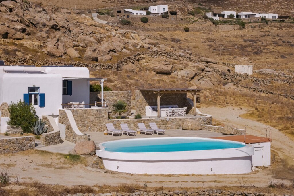 Venus View Villa with Private Pool & Sea View outdoor areas and views in Ano Mera, Mykonos